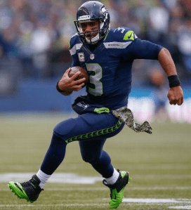 Russell Wilson runs against the New York Giants on Sunday (Getty)