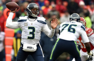 Russell Wilson throws a pass against Kansas City (Getty)