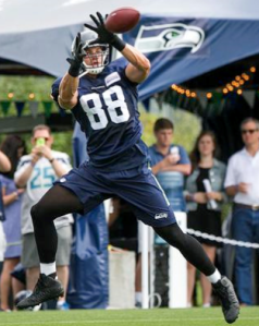 Jimmy Graham catches a pass on Day 4 (Seahawks via Twitter)